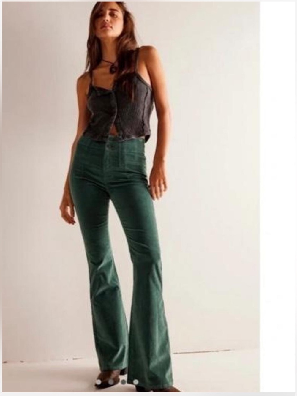 Free People We The Free Jayde Cord Flare Pants Green 32